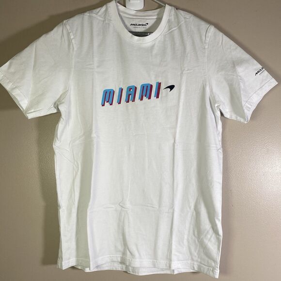 Mclaren T-Shirt  Miami  Formula One  Men's Large White Short Sleeve - Picture 1 of 11